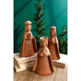 Set Of Three Terracotta Kings Bearing Gift