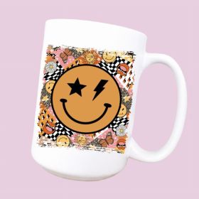 Happy face retro ceramic coffee mug