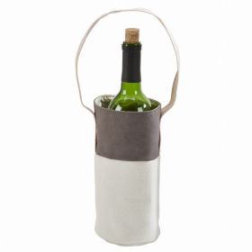 Leatherette/Canvas  Wine Tote 16"