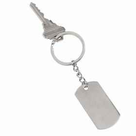 Stainless Steel Dog Tag Key Chain, 4.25"