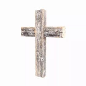 Rustic Weathered Grey Reclaimed Wood Cross Decoration
