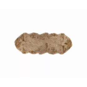 24" x 72" x 1.5" Tan, Faux Sheepskin - Rug
