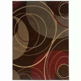 5'x8' Brown and Red Abstract Indoor Jute Area Rug