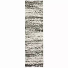 8' Distressed Ash and Charcoal Abstract Indoor Runner Rug