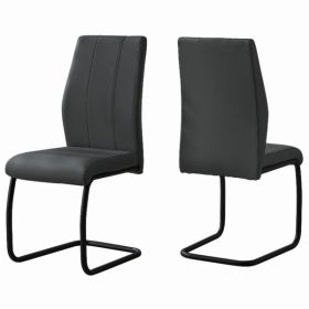 40.5" x 34.5" x 77.5" Grey Black Foam Metal Leather Look  Dining Chairs 2Pieces