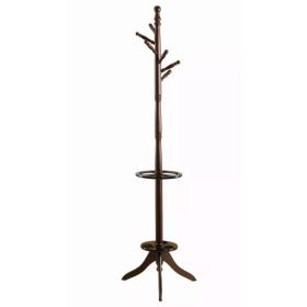 17" x 17" x 71" Cherry Wood Coat Rack with  Umbrella Holder