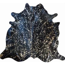 6 Ft Gold Devore on Black Stenciled Cowhide Rug