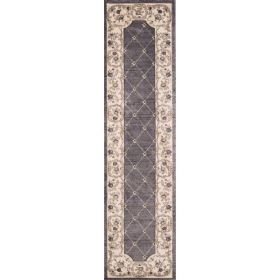 7' Polypropylene Grey or Ivory Runner Rug