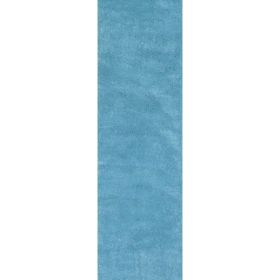 2' x 7' Runner Polyester Highlighter Blue Area Rug