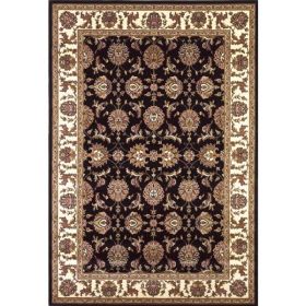 2'x3' Black Ivory Machine Woven Heat Set Traditional Floral Design Indoor Accent Rug