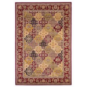3'x5' Polypropylene Red Kashan Panel Area Rug
