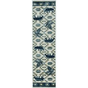 2' x 7' Ivory or Blue Polypropylene Runner Rug