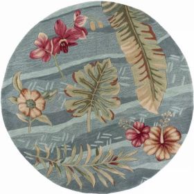 5' Round  Polyester Seafoam Area Rug