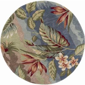 5' Round  Polyester Blue or  Sage Area Rug