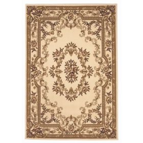 3'x5' Polypropylene Ivory Aubusson Area Rug