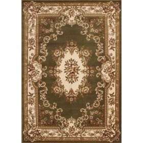 2'x3' Green Ivory Machine Woven Floral Medallion Indoor Accent Rug