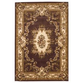 3'x5' Polypropylene Plum or Ivory Aubusson Area Rug