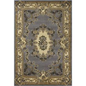 3'x5' Slate Blue Aubusson Polypropylene Area Rug