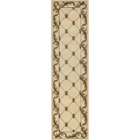 2' x 8' Ivory Fleur de Lis Runner Rug