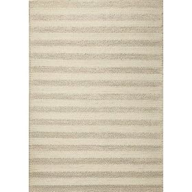 5' x 7'  Wool White Boucle Stripe Berber Area Rug
