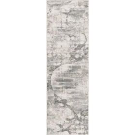 7' Ivory Mist Abstract Machine Woven Polypropylene Runner Rug