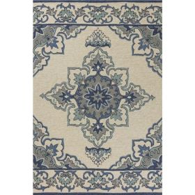 3'x5' Ivory Blue Diamond Floral Layout UV Treated Indoor Outdoor Area Rug