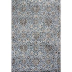 3'x5' Blue Overall Kashan Faux Silk Indoor Area Rug