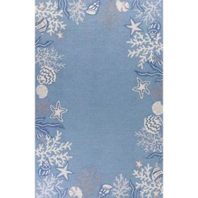 3' x 5' Polyester Sea Blue Area Rug