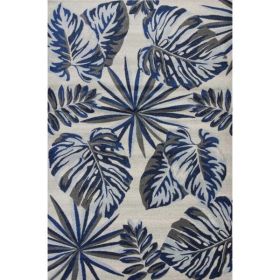 3' x 5' Grey or Blue Leaves Area Rug