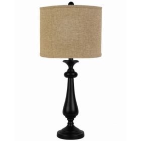 Black Table Lamp with Linen Shade