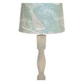 Distressed Washed wood Finish Table Lamp with Sail Away Printed Shade