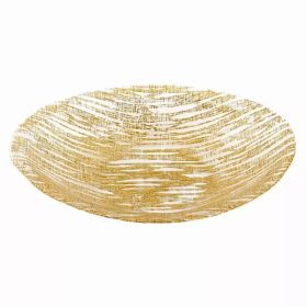 9" Hand Crafted Glass Oval Gold Salad or Centerpiece Bowl