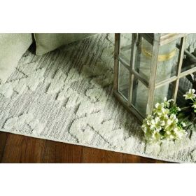 8' Ivory Beige Polyester Runner Rug