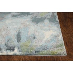 3' x 5' Teal Watercolor Leaves Area Rug