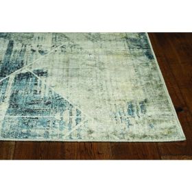 26" X 90" Greyor Blue Polyester or  Viscose Rug