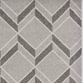 3'x5' Grey Herringbone Polypropylene Area Rug