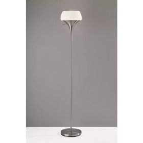 Chalice Mixed Material Torchiere With Steel Metal White Milky Glass