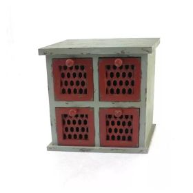 7" x 14" x 12.75" Multi-Color Antiqued 4 Drawer Tabletop  Organizer