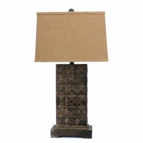 4.75" x 9.5" x 29.5" Brown, Vintage With Metal Pedestal - Table Lamp