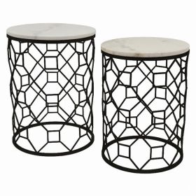 Plutus Brands Metal/marble Plant Stand in  Set