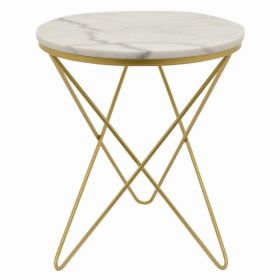 Plutus Brands Metal Plant Stand Marble Top in Colored Metal